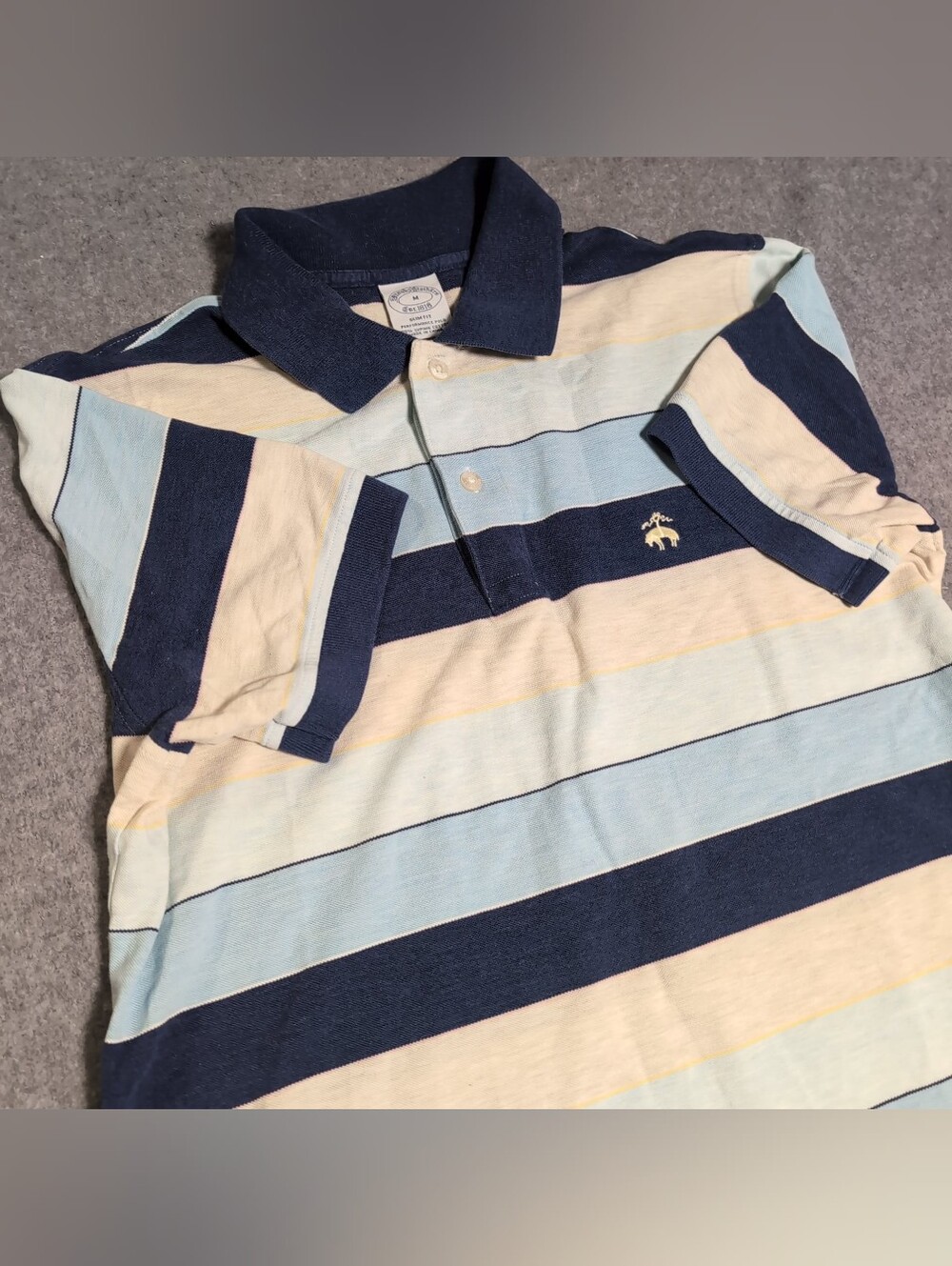 Brooks Brothers Men's Slim Fit Performance Polo Shirt Blue Striped Size M